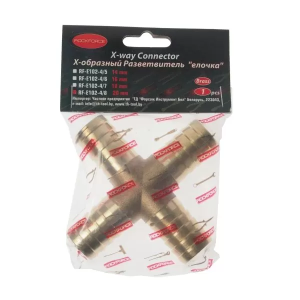 Разветвитель RF-E102-4/8 X-образный "елочка" 20мм ROCKFORCE /1