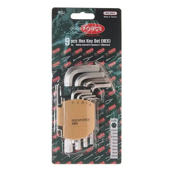 Набор ключей шестигранных RF-5093: 1.5-10мм 9пр. ROCKFORCE /1/25/50