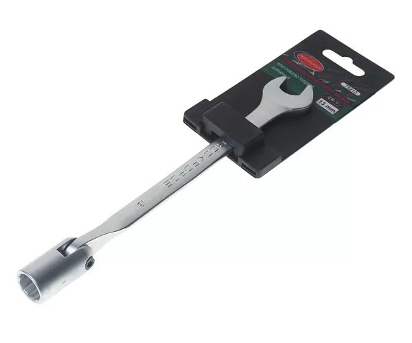 Ключ рожково-торцевой шарнирный 13мм на пластиковом держателе ROCKFORCE /1/10