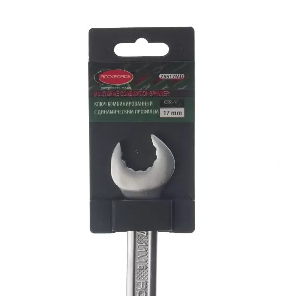 Ключ комбинированный с универсальным профилем 17мм на пластиковом держателе ROCKFORCE /1/10