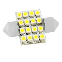 Автолампа диод T11(C5W) 12V 16 SMD диодов 1-конт 31мм Белая SKYWAY Cалон, номер min2