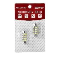 Автолампа диод T11(C5W) 12V 16 SMD Блистер c цоколем 41мм 1-контактная Белая  SKYWAY Cалон,номер 2шт