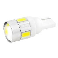 Автолампа диод T10 (W5W) 12V 6 SMD диодов 1-конт с линзой Белая SKYWAY Салон, габариты, номер, стопы