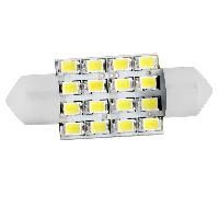 Автолампа диод T11(C5W) 12V 16 SMD диодов 1-конт 36мм Белая SKYWAY Салон, номер min2