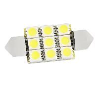 Автолампа диод T11(C5W) 12V 9 SMD диода c цоколем 1-конт 39мм Белая SKYWAY Cалон,номер min 2