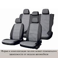 Чехлы сиденья Skoda Octavia A7, компл. Ambition, Active, без подлокотника,с 2012 Жаккард 11 предм. SKYWAY Черный/Серый лев руль