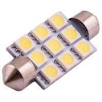 Автолампа диод T11(C5W) 12V 9 SMD диодов1-контактная Белая  SKYWAY Салон, номер