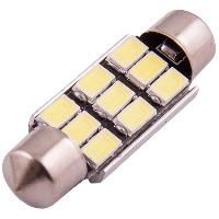 Автолампа диод T11(C5W) 12V 9 SMD 1-конт 39мм обманка Белая SKYWAY Салон, номер