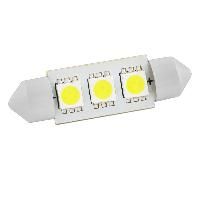 Автолампа диод T11(C5W) 12V 3 SMD диода c цоколем 36мм 1-контактная Белая  SKYWAY Cалон,номер min10 SJ-3SMD-5050-36MM