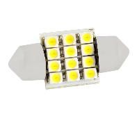 Автолампа диод T11(C5W) 12V 12 SMD диода 1-конт 31мм Белая SKYWAY Салон, номер min2