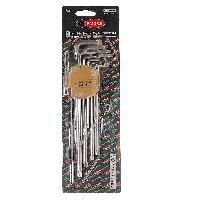 Набор ключей TORX RF-5098TXL: экстрадлинных  Т10Н-Т50Н- с отверстием 9пр. на пласт. держат. ROCKFORCE /1/10/50