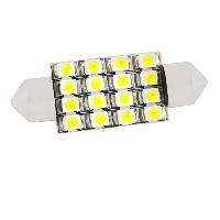 Автолампа диод T11(C5W) 12V 16 SMD диода 1-конт 39мм Белая SKYWAY Салон, номер min2