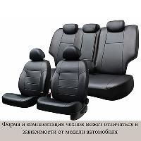 Чехлы сиденья RENAULT DUSTER с 2015 Expression, Privilege Экокожа/экокожа перфор 12пред.SKYWAY Черн лев руль