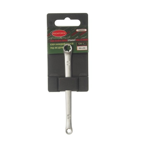 Ключ RF-7560608 накидной Е-профиль Е6хЕ8, на пластиковом держателе ROCKFORCE /1