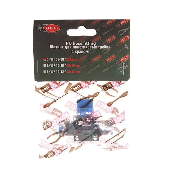 Фитинг  RF-SHVFF08-08 для пластиковых трубок с краном 8x8мм ROCKFORCE /1 NEW