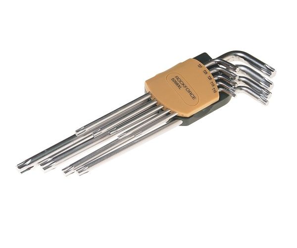 Набор ключей TORX  RF-5098XL: экстрадлинных Т10-Т50 9пр.  на пласт. держат. ROCKFORCE /1/10/50