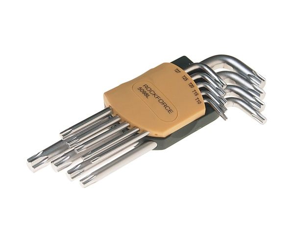 Набор ключей TORX RF-5098L: Г-образных удлиненных T10-T50 9пр. на пласт. держат.  ROCKFORCE /1/50