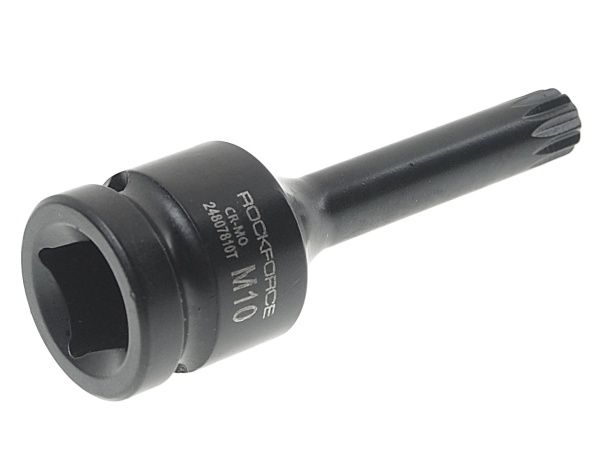 Головка-бита SPLINE глубокая ударная 1/2", M10 с отверстием ROCKFORCE RF-24807810T /1