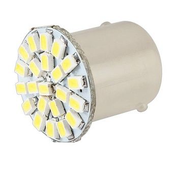 Автолампа диод S25/5(P21/5W) 12V 22 SMD диода с цоколем 2-конт. Белая смещен SKYWAY Габариты-стопы min2 S1157-22SMD-1206/1157-2210