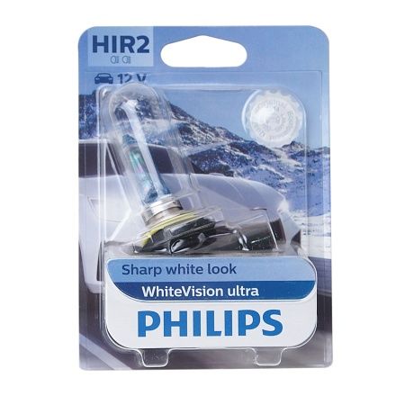 Автолампа HIR2 (55) PX22d WhiteVision ultra 3700K (блистер) 12V PHILIPS /1/10