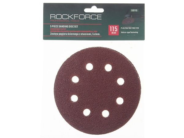 Набор кругов шлифовальных самоцепляющихся, 5пр. (115мм)  ROCKFORCE /1