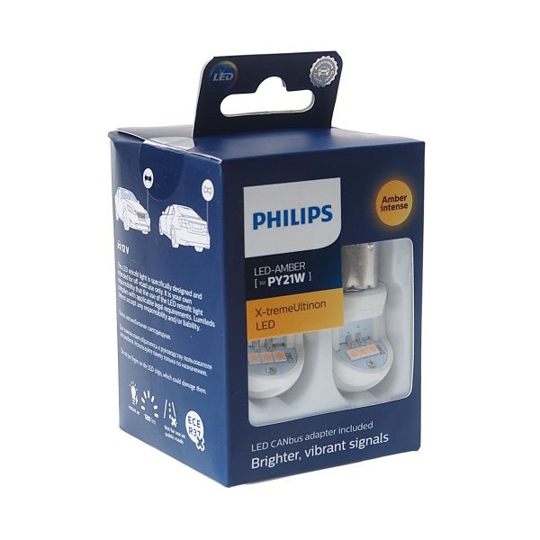 Автолампа PY21W LED AMBER INTENSE с блокиратором ошибок SmartCANbus (2шт+2шт) 12V PHILIPS /1