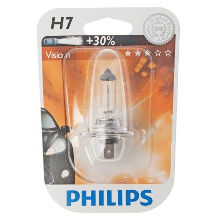 Автолампа H7 (55) PX26d+30% PREMIUM (блистер) 12V PHILIPS /1/10