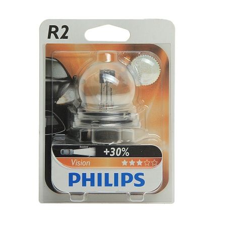 Автолампа R2 (45/40) P45t-41+30% Vision (блистер) 12V PHILIPS 1/10/100