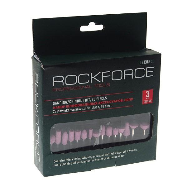 Набор аксессуаров для мини-дрелей, 80пр., в пластиковом кейсе  ROCKFORCE /1