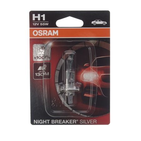 Автолампа H1 (55) P14.5s+100% NIGHT BREAKER SILVER (блистер) 12V OSRAM /1/10 NEW
