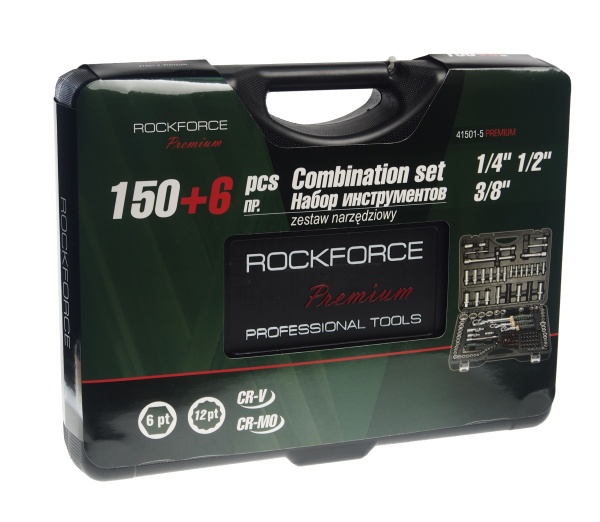 Набор инструмента RF-41501-5-PREMIUM: 1/2"&1/4"&3/8"DR с 6-гранными головками 150пр. + 6пр. ROCKFORCE /1/2
