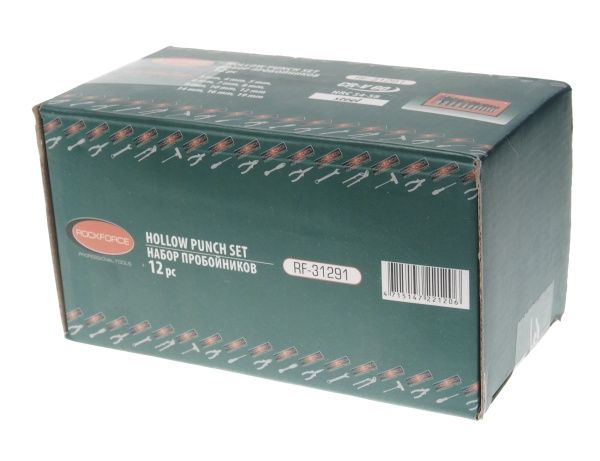 Набор пробойников RF-31291, 12пр.(3-10, 12, 14, 16, 19мм), на полотне ROCKFORCE /1 NEW