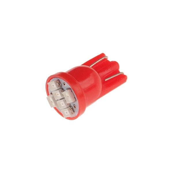 Автолампа T10W (W2,1x9,5d) 6 SMD 3528 RED 60лм   12V MEGAPOWER /10 /100